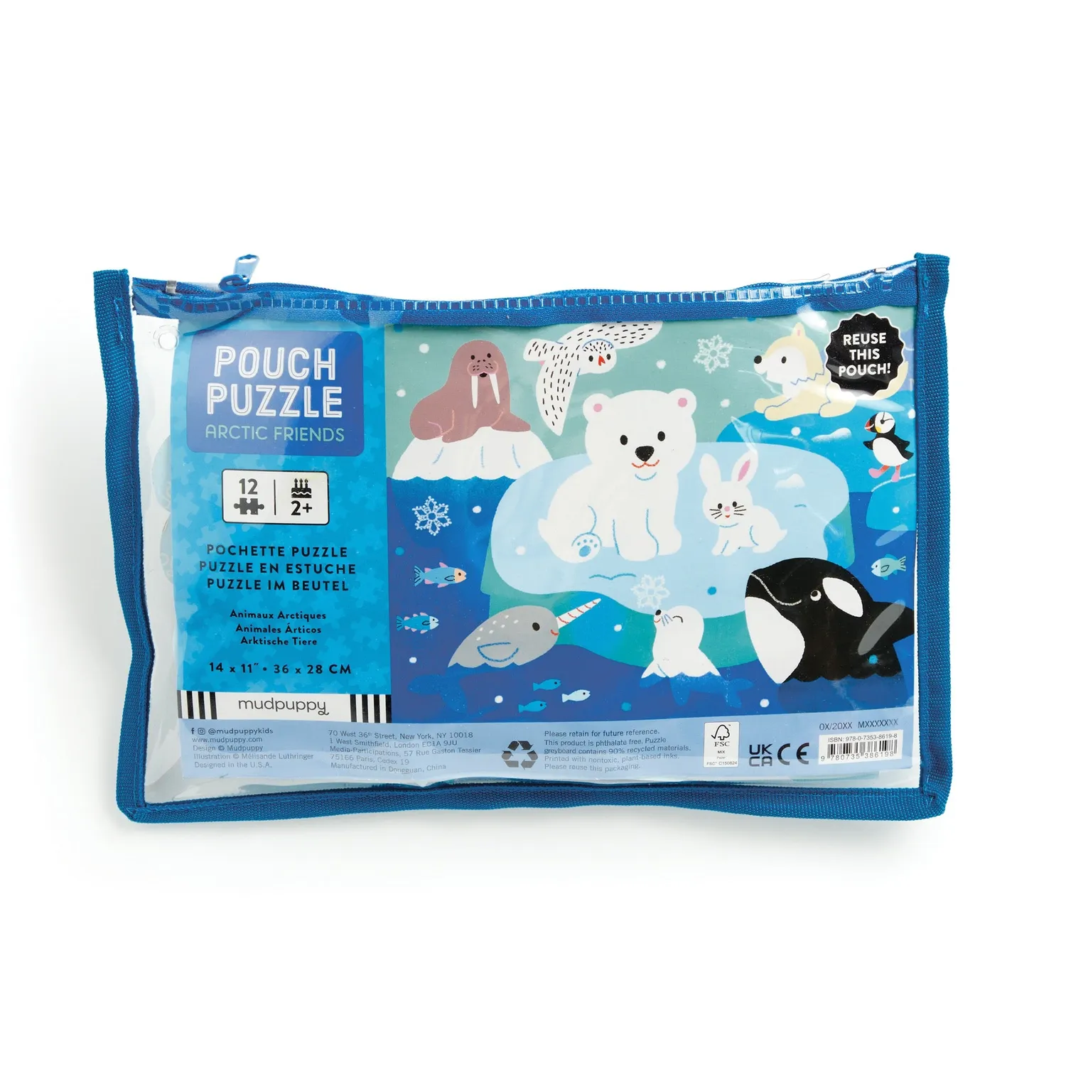 Mudpuppy Arctic Friends puzzle 12 piese pouch