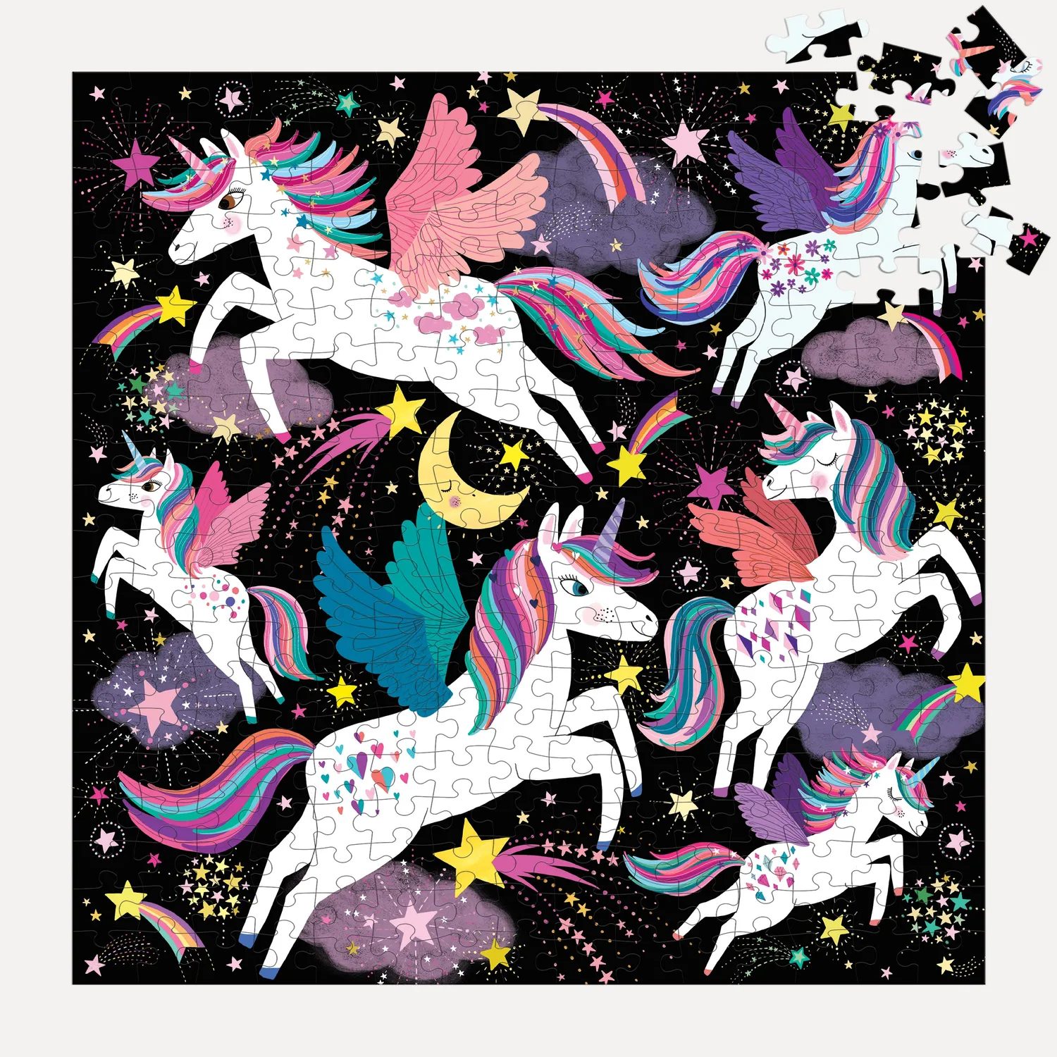 Mudpuppy Unicorns Illuminated puzzle fosforescent 300 piese