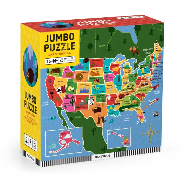 Mudpuppy Map of the U.S.A. puzzle podea 25 piese jumbo