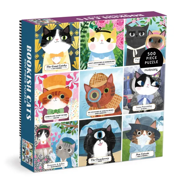 Mudpuppy Bookish Cats puzzle 500 piese pisici