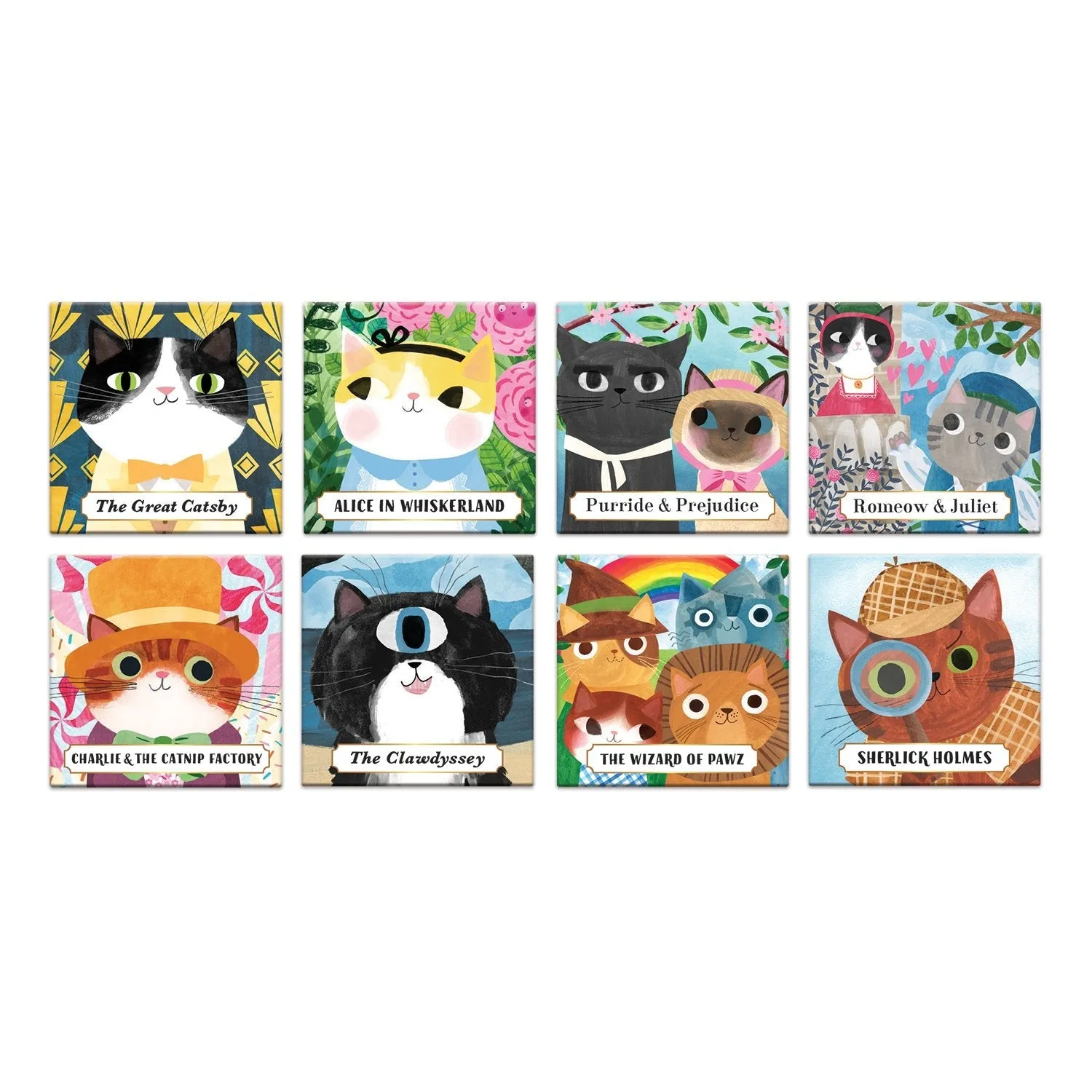 Mudpuppy Bookish Cats set magneti 8 bucati pisici carti