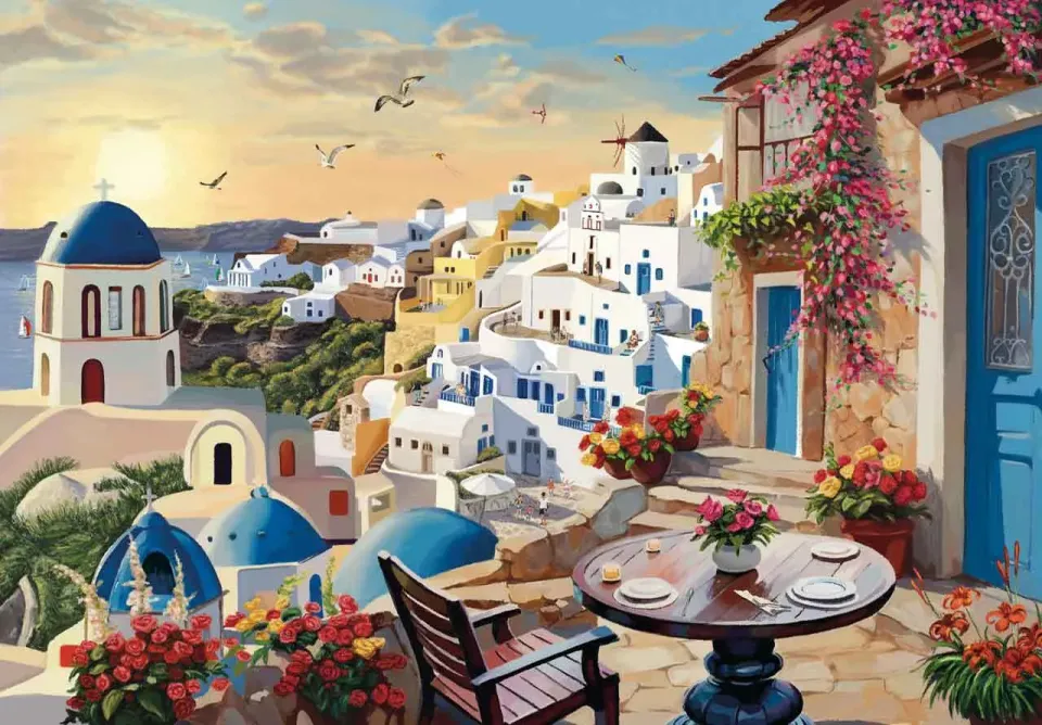 Mosaic Puzzles Morning View Santorini puzzle 100 piese Grecia