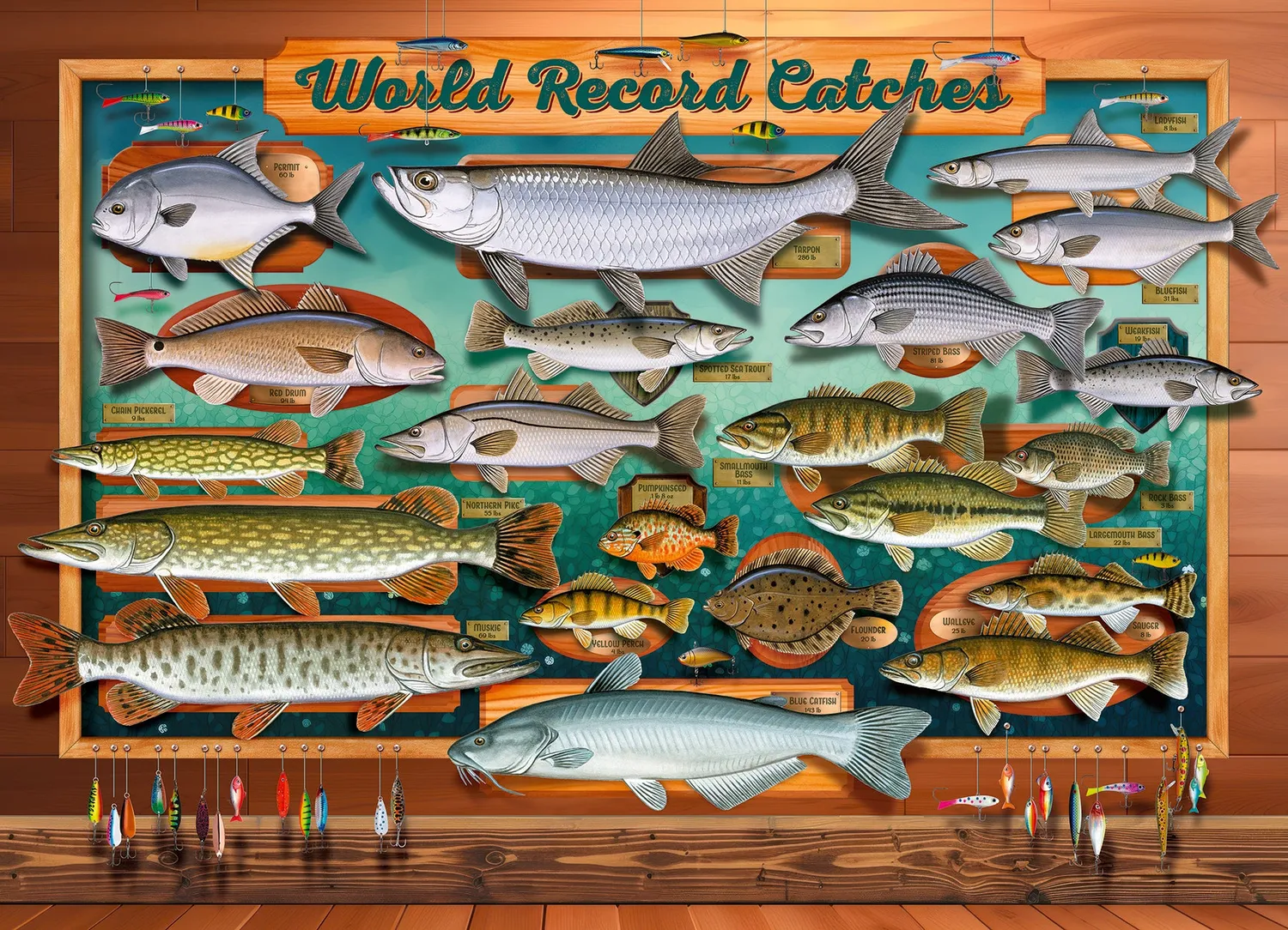 Cobble Hill World Record Catches puzzle 500 piese pescuit