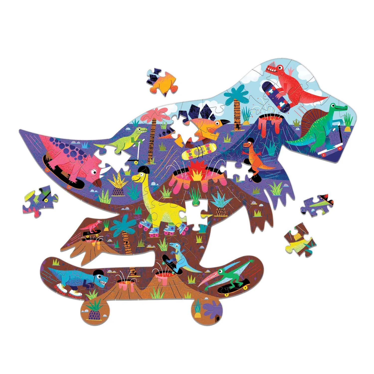 Mudpuppy Jurassic Skatepark puzzle figurat 75 piese 5+