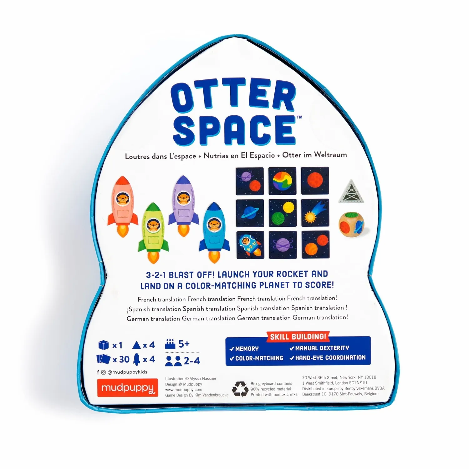 Mudpuppy Otter Space joc de masă 2-4 jucători planete