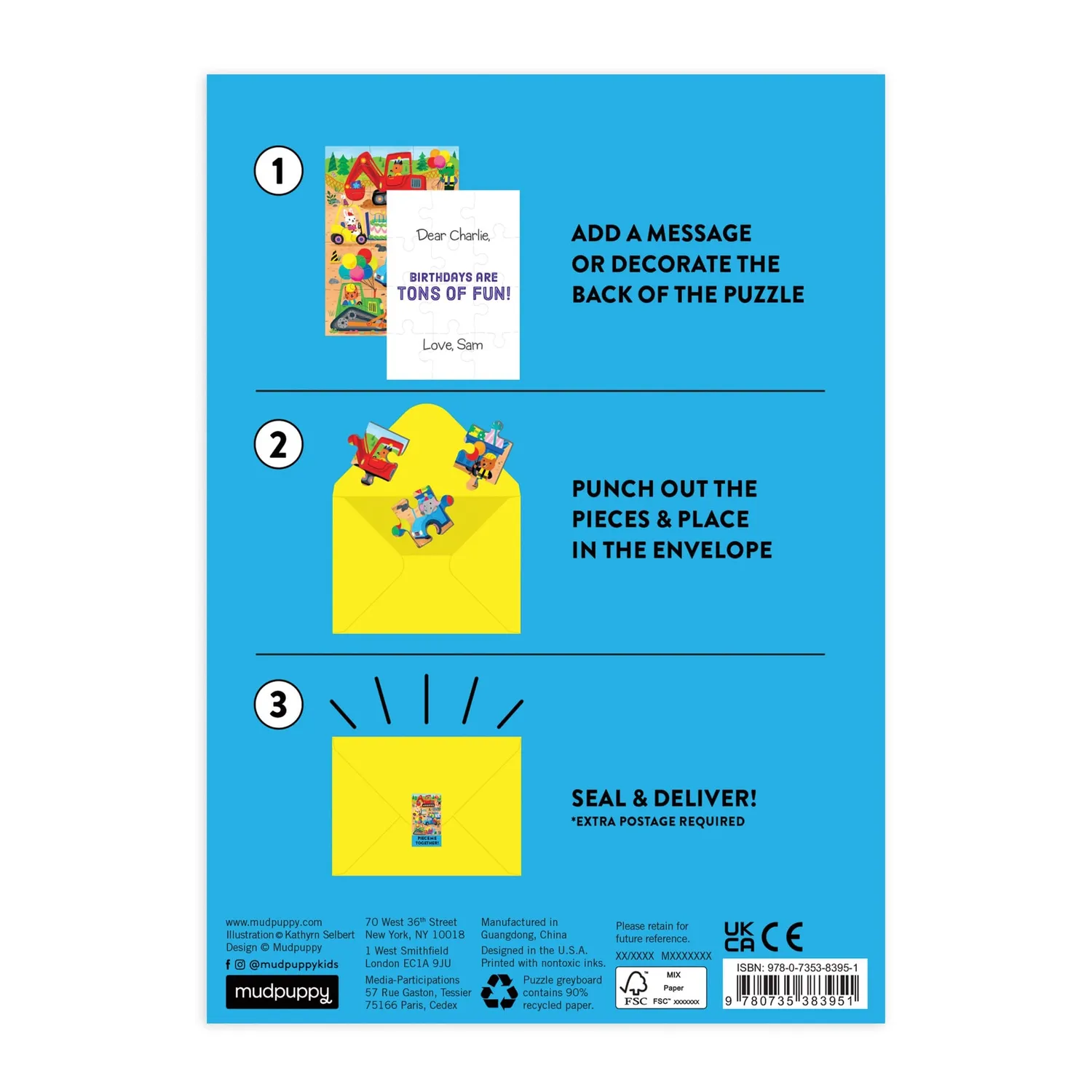 Mudpuppy Construction Site Birthday puzzle felicitare 12 piese