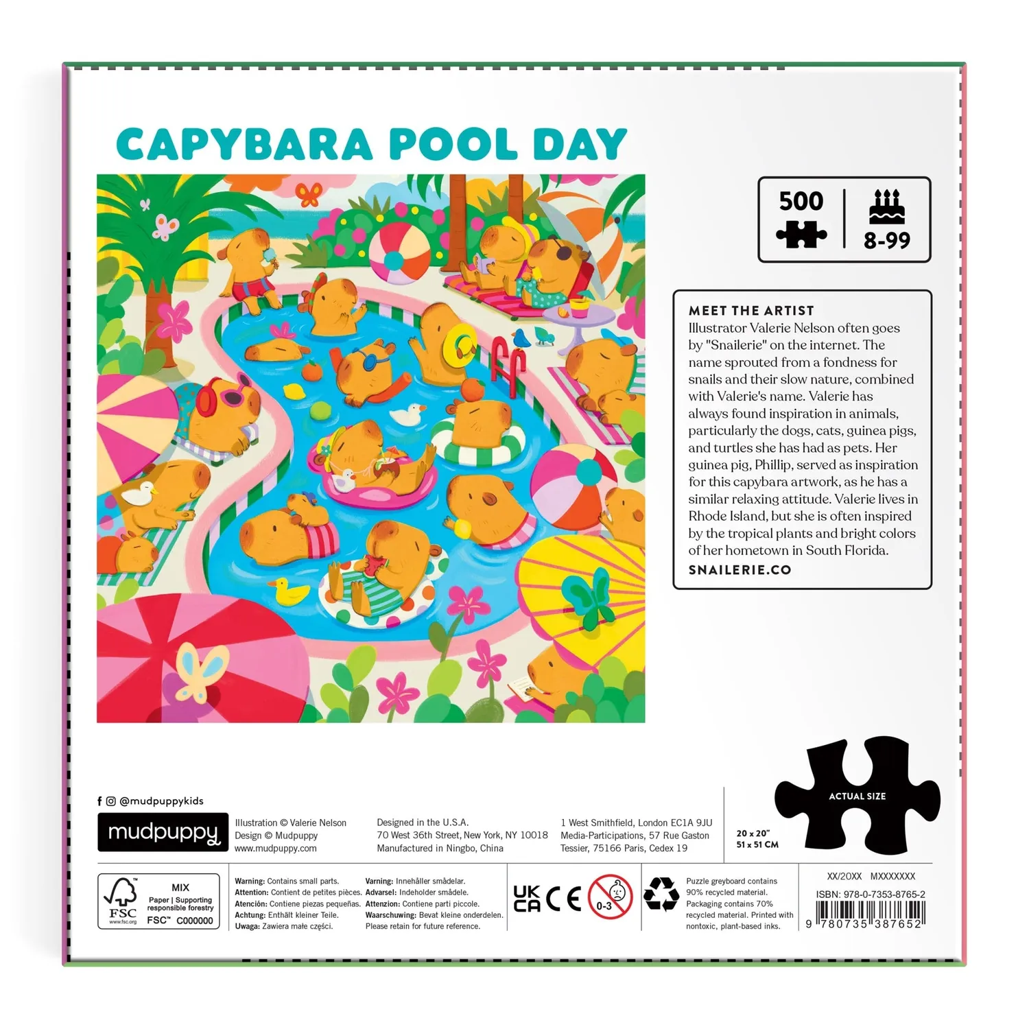 Mudpuppy Capybara Pool Day puzzle 500 piese 51x51 cm