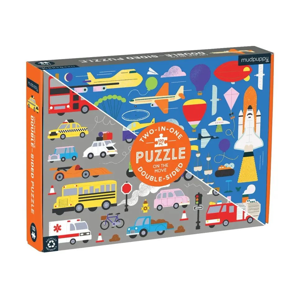 Mudpuppy On the Move puzzle 100 piese fata-verso