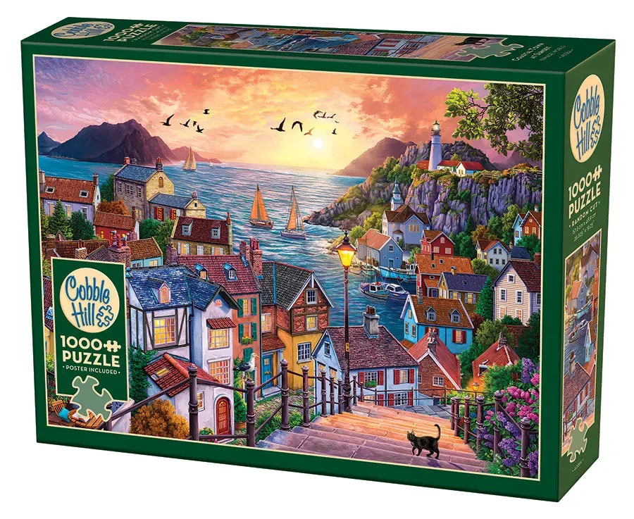 Cobble Hill Coastal Town at Sunset puzzle 1000 piese apus