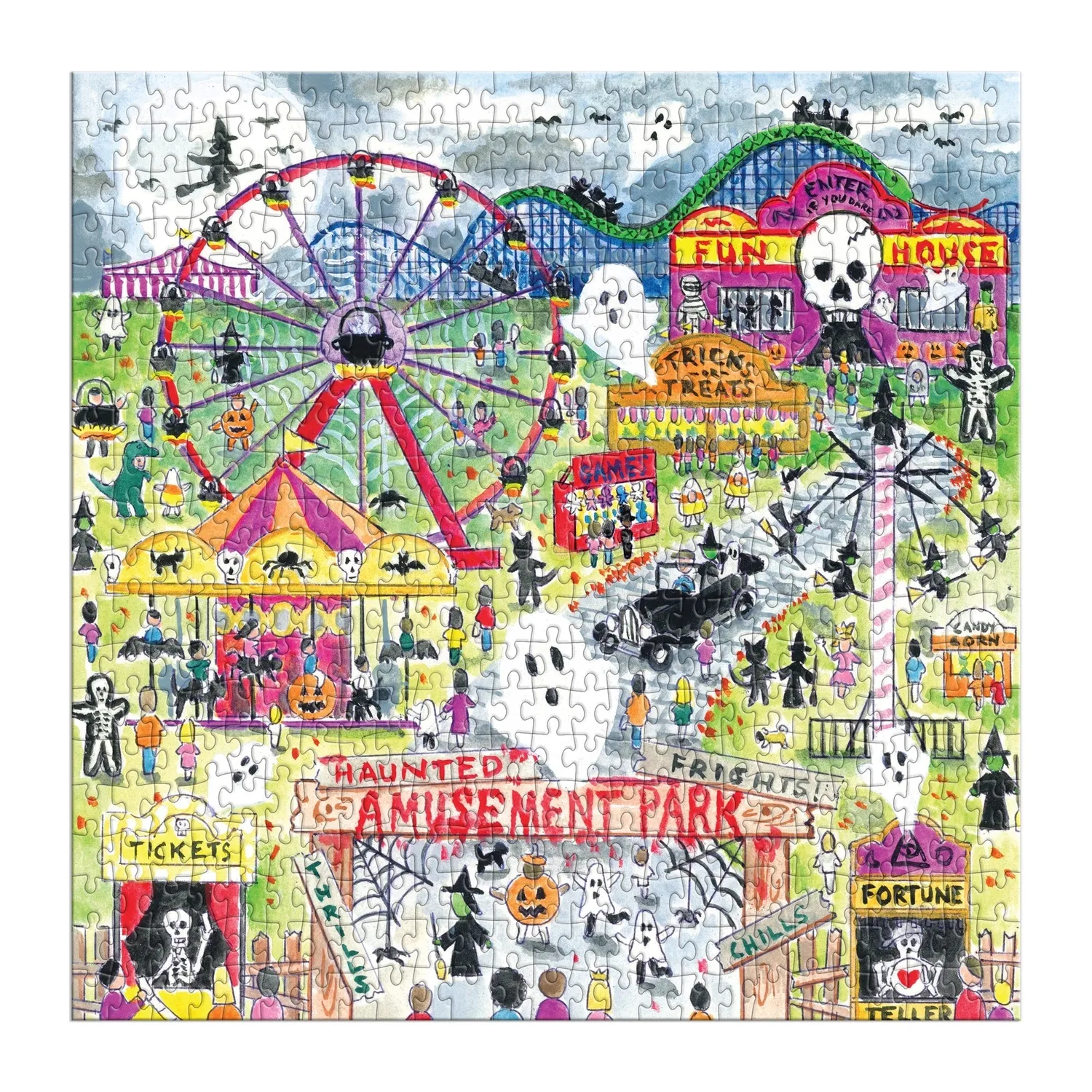 Mudpuppy Michael Storrings Haunted Amusement Park puzzle 500 piese Halloween