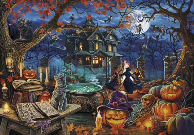 Mosaic Puzzles Halloween Night Coven puzzle lemn 500 piese