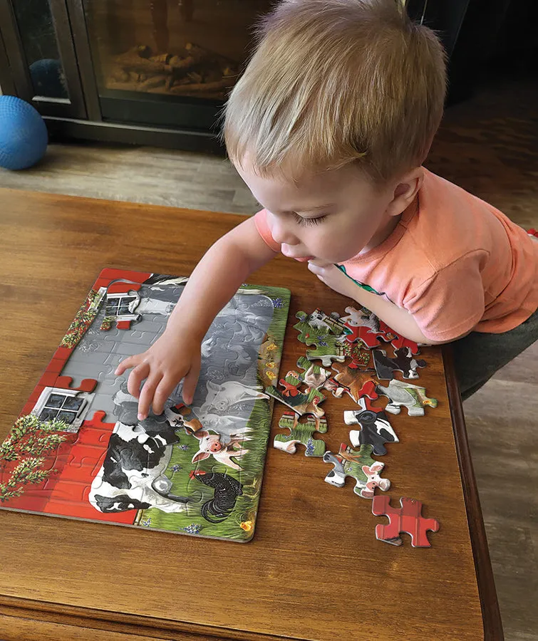 Cobble Hill Red Barn Farm puzzle tavă 35 piese fermă
