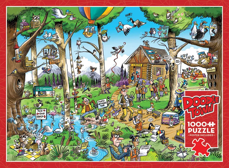 Cobble Hill DoodleTown Birdwatcher's Paradise puzzle 1000 piese pasari