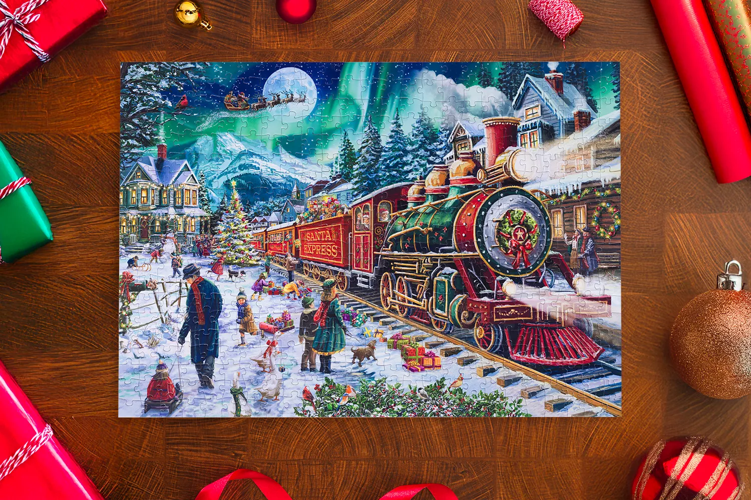Mosaic Puzzles Traditions Christmas Cheer on the Tracks puzzle 500 piese iarnă