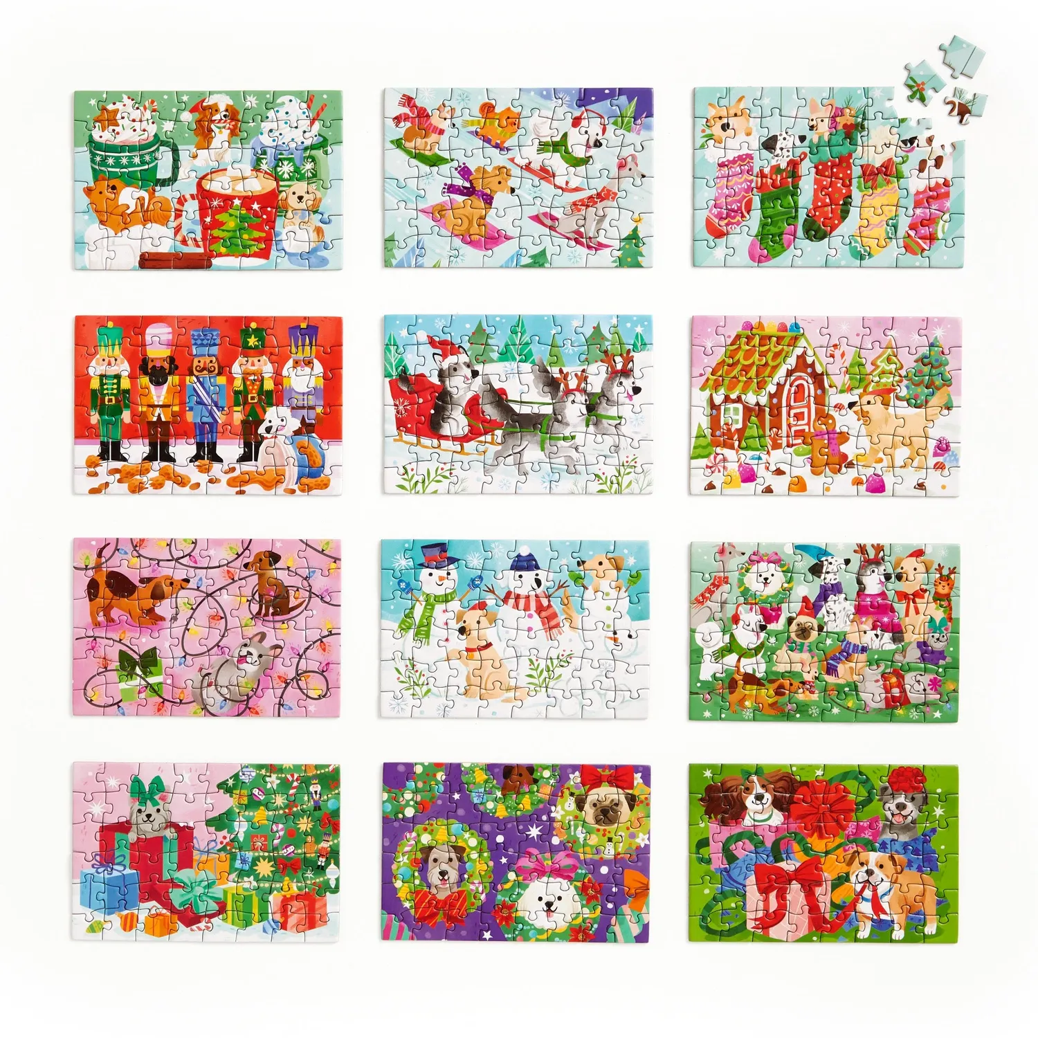 Mudpuppy Ho Ho Howl! Set calendar 12 puzzle 48 piese