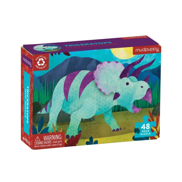 Mudpuppy Triceratops Mini Puzzle 48 piese dinozaur