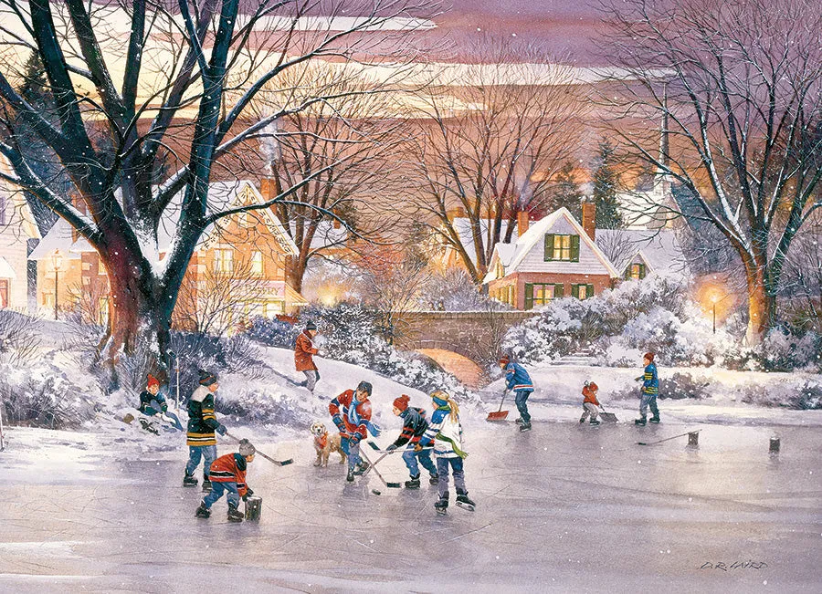 Cobble Hill Hometown Hockey puzzle 1000 piese iarnă