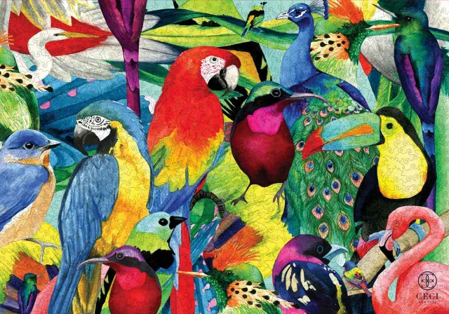 Mosaic Puzzles Exotic Birds puzzle din lemn 250 piese pasari