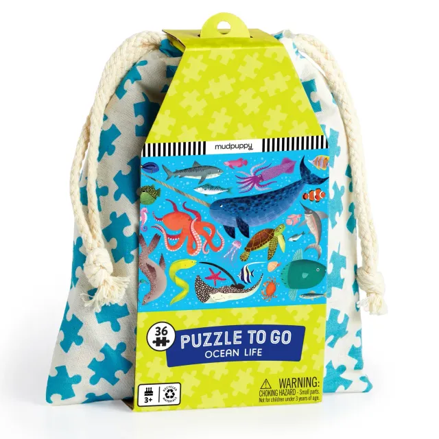 Mudpuppy Ocean Life puzzle de calatorie 36 piese sac
