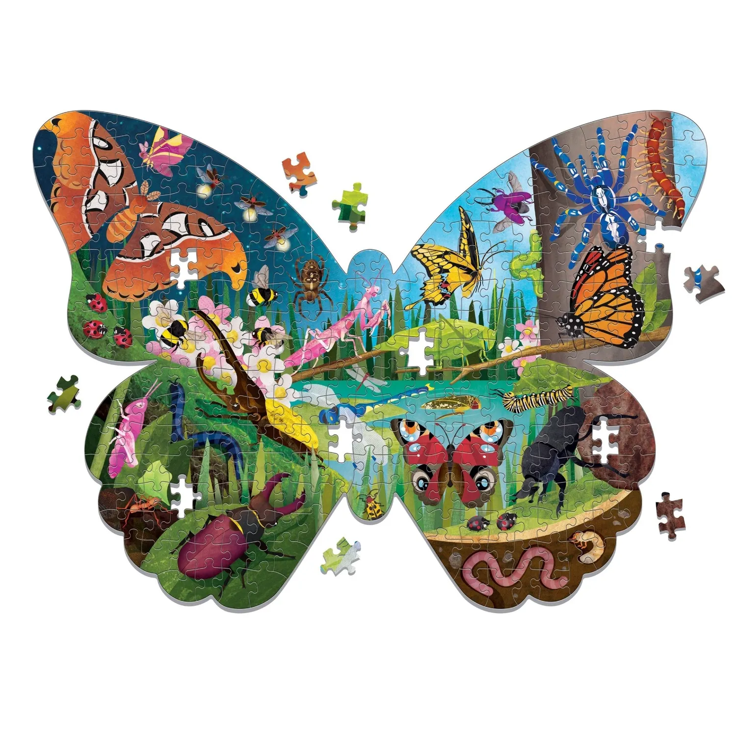 Mudpuppy Bugs & Butterflies puzzle 300 piese forma fluture