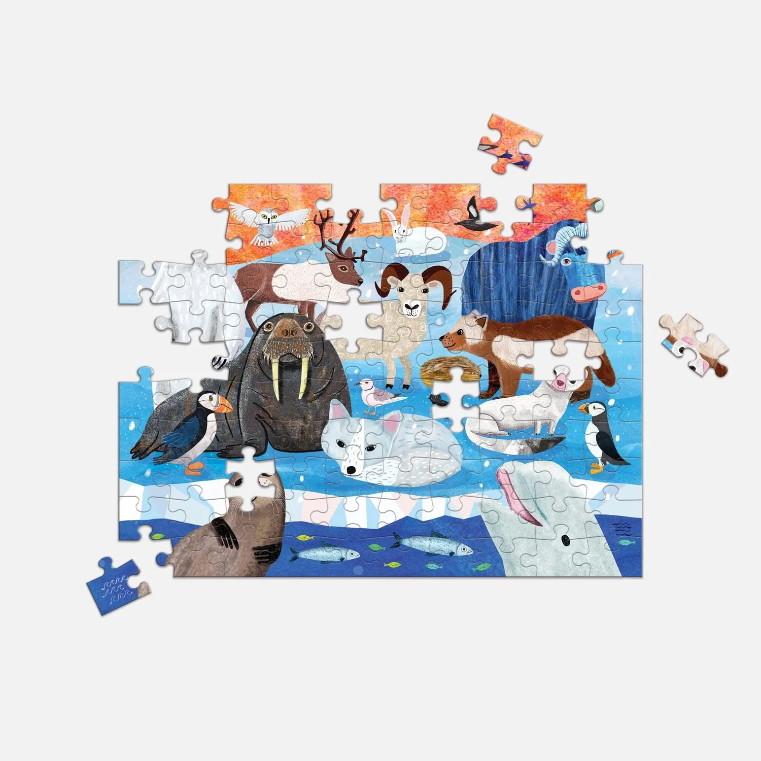 Mudpuppy Arctic Above & Below puzzle 100 piese dublu