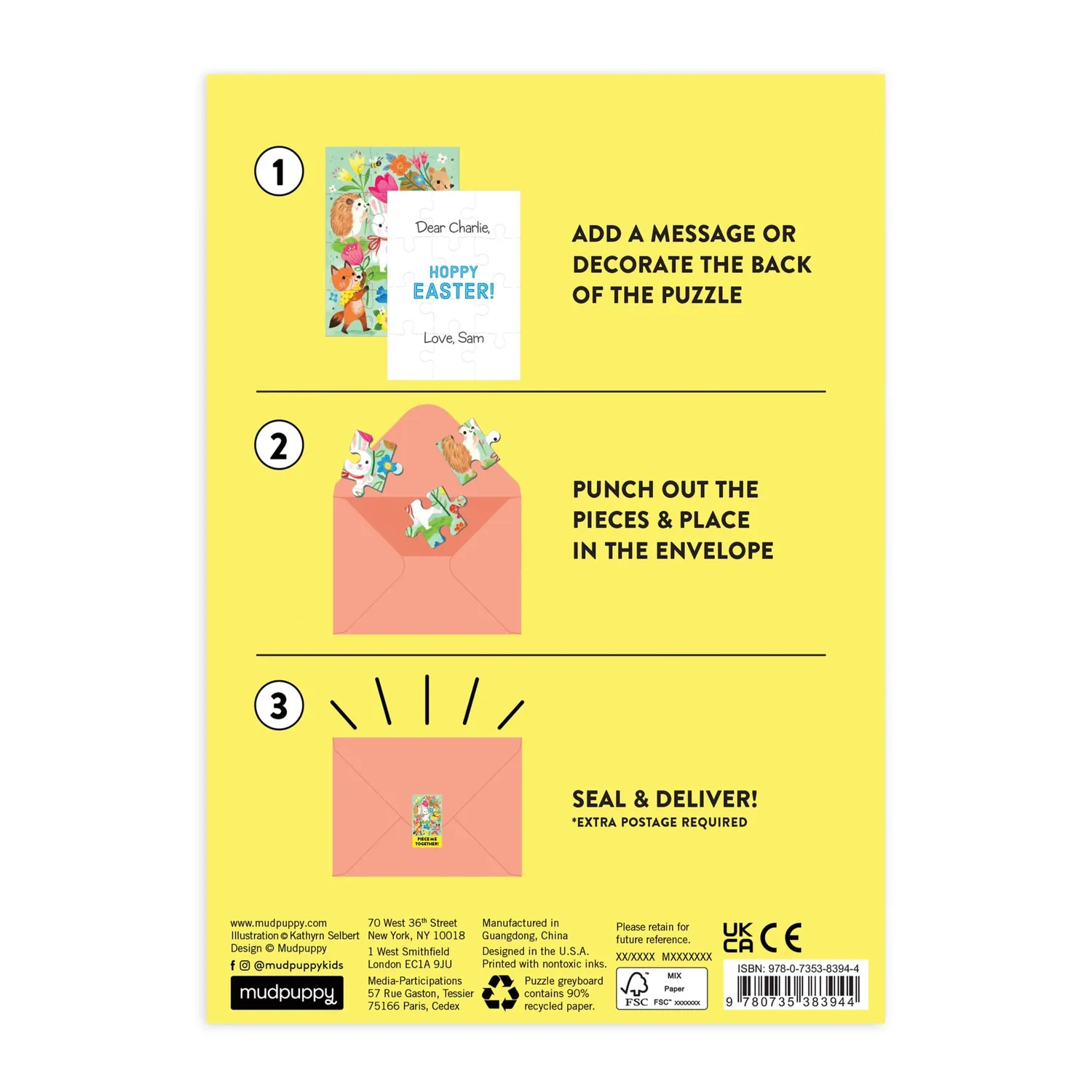 Mudpuppy Hoppy Easter puzzle felicitare 12 piese Paște