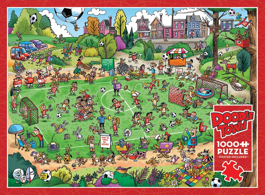 Cobble Hill DoodleTown Offside Antics puzzle 1000 piese fotbal
