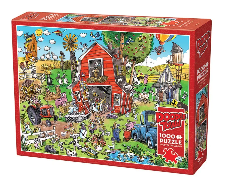 Cobble Hill DoodleTown Farmyard Folly puzzle 1000 piese fermă