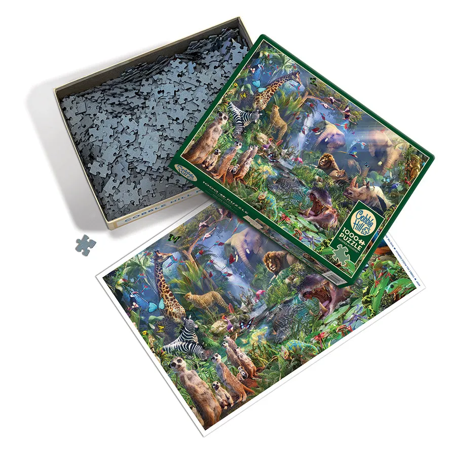 Cobble Hill Into the Jungle puzzle 1000 piese animale