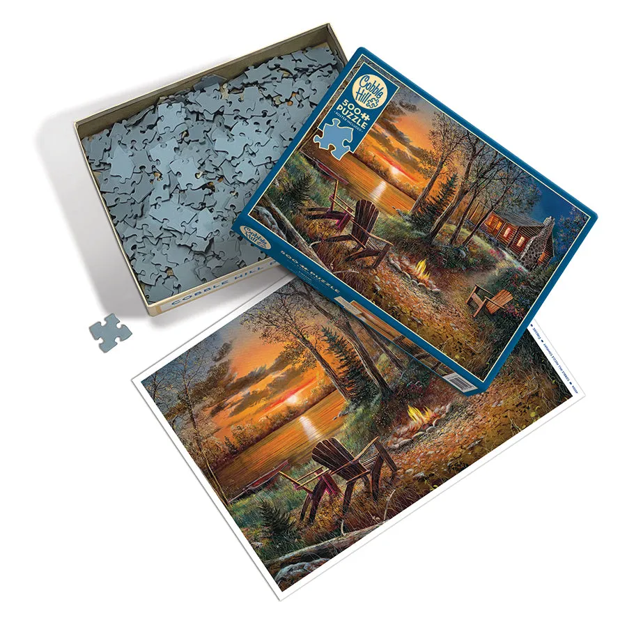 Cobble Hill Fireside puzzle 500 piese foc tabara
