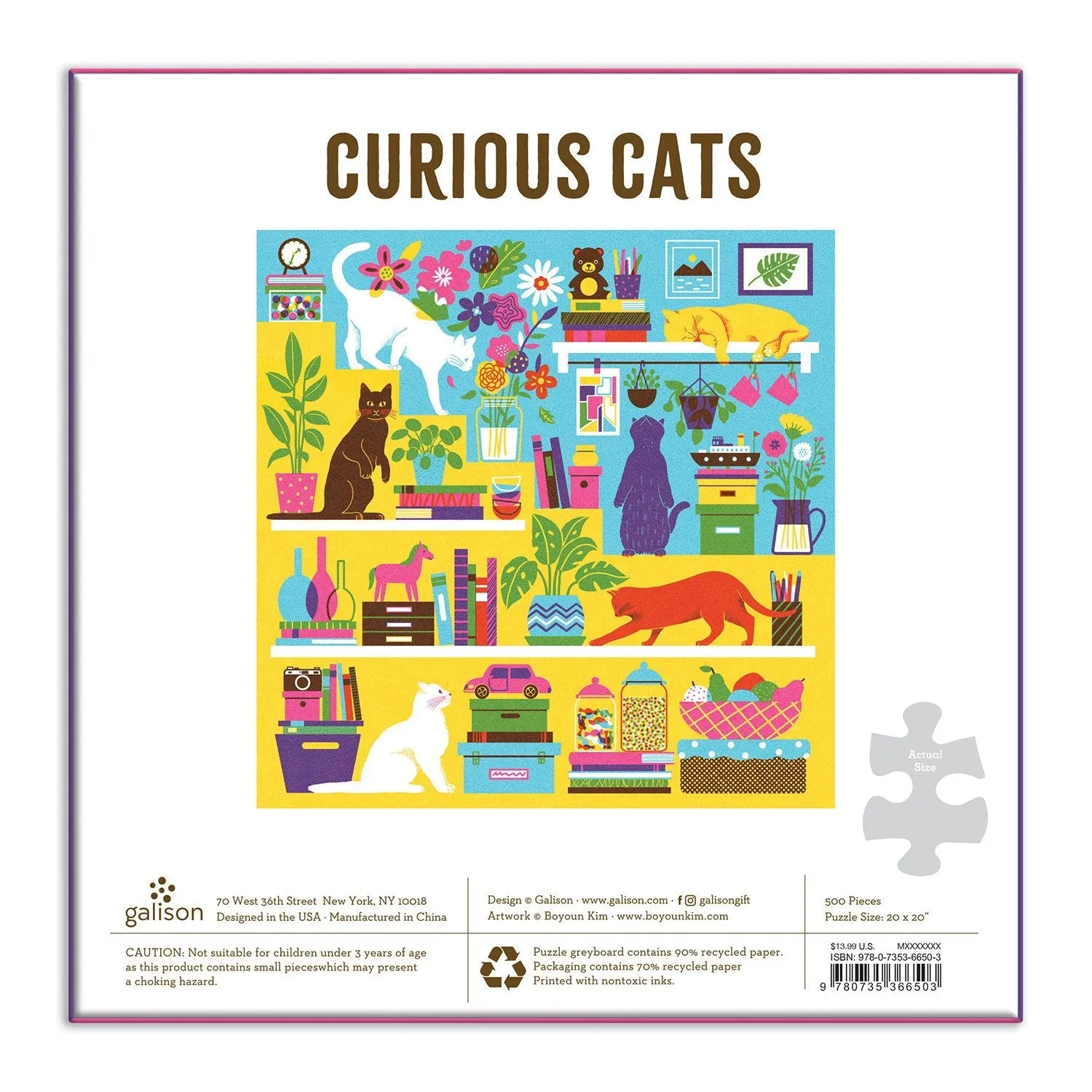 Mudpuppy Curious Cats puzzle 500 piese pisici 50x50 cm