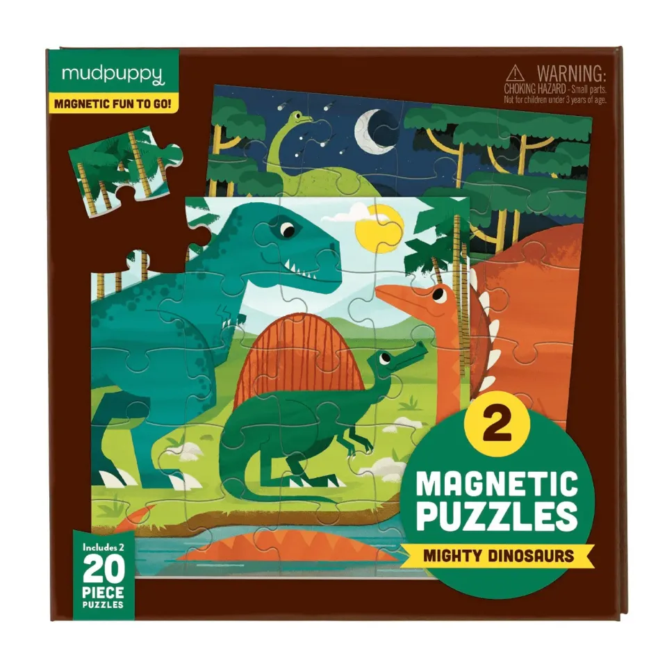 Mudpuppy Mighty Dinosaurs puzzle magnetic 2x20 piese