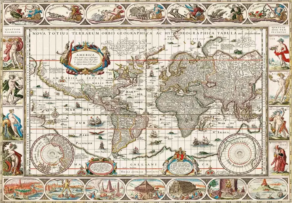 Mosaic Puzzles World Map 1635-1649 puzzle lemn 500 piese hartă veche
