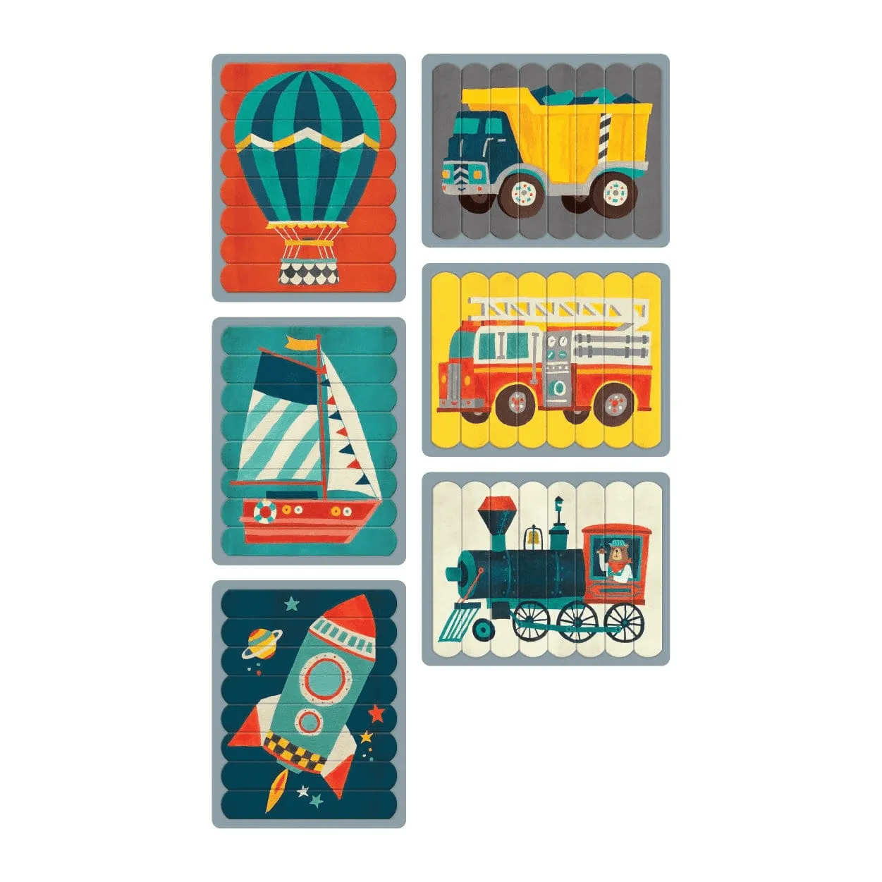 Mudpuppy Transportation puzzle bețe 24 piese 6 în 1 camioane