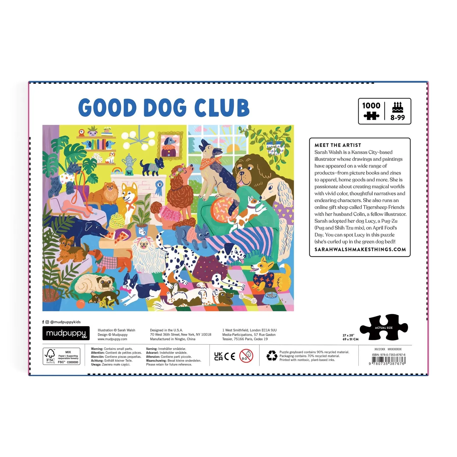 Mudpuppy Good Dog Club puzzle 1000 piese câini 69x51 cm