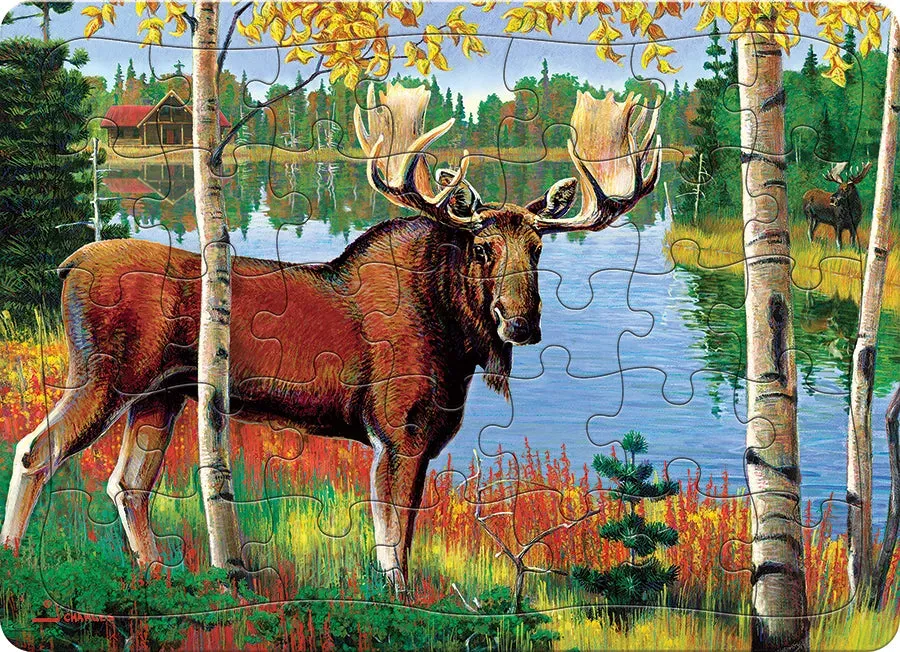 Cobble Hill Moose puzzle tavă 35 piese toamnă