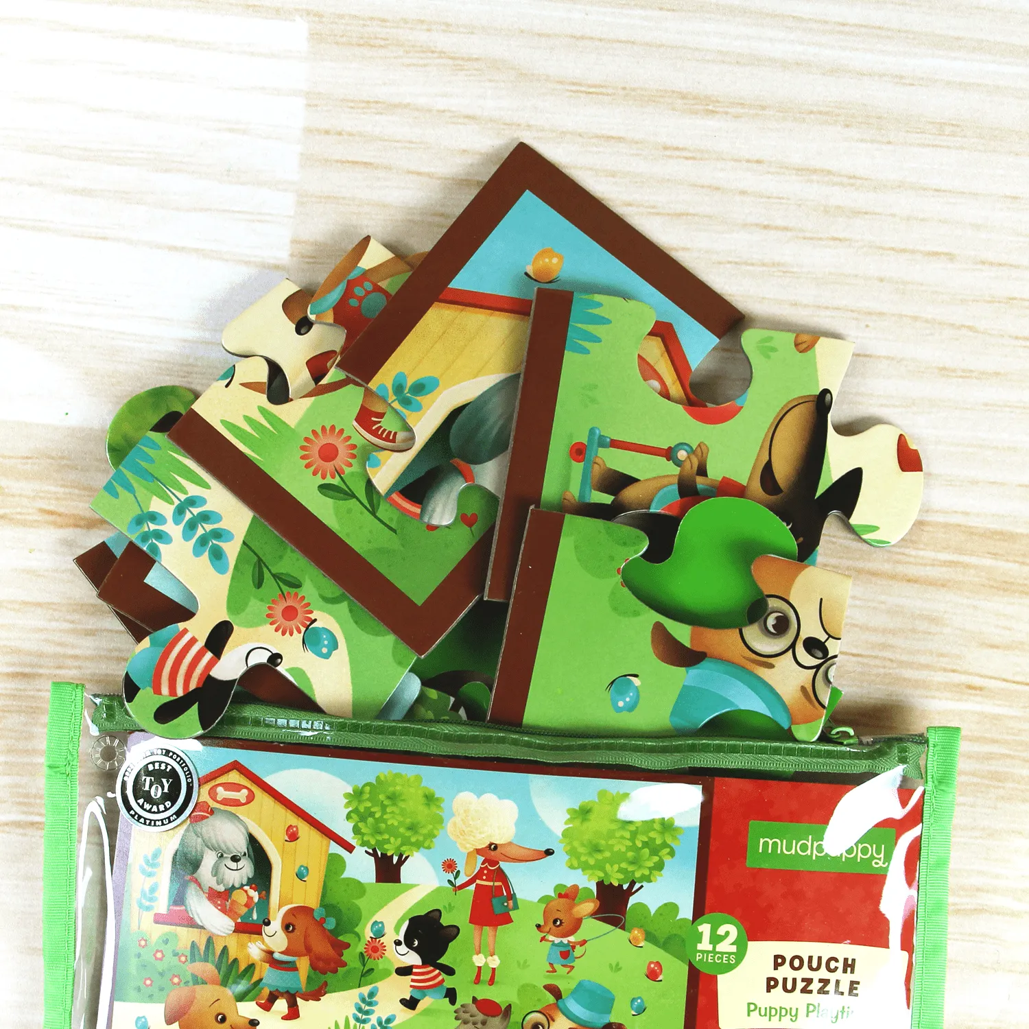 Mudpuppy Pouch Puppy Playtime puzzle 12 piese catei 2-4 ani