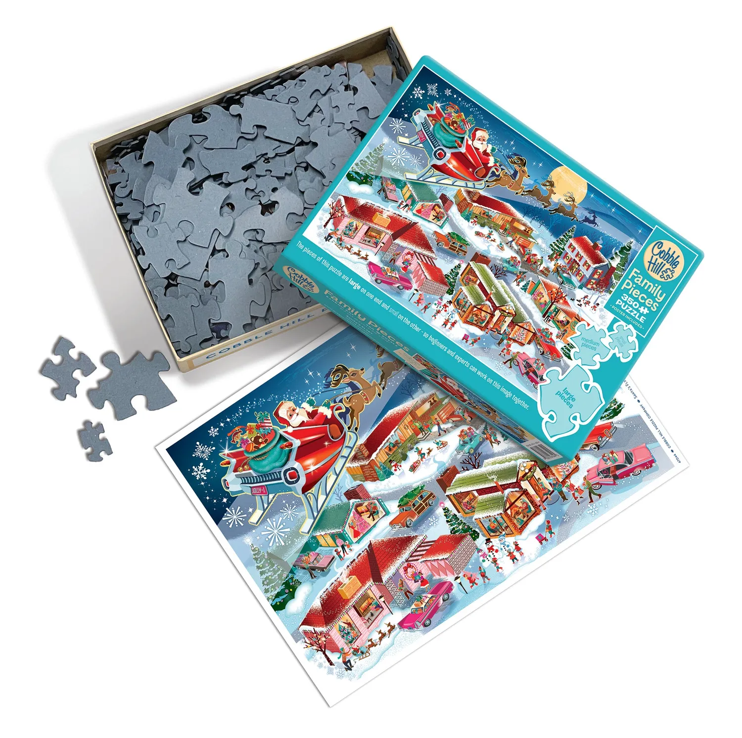 Cobble Hill Santa’s Flyby puzzle familie 350 piese Crăciun