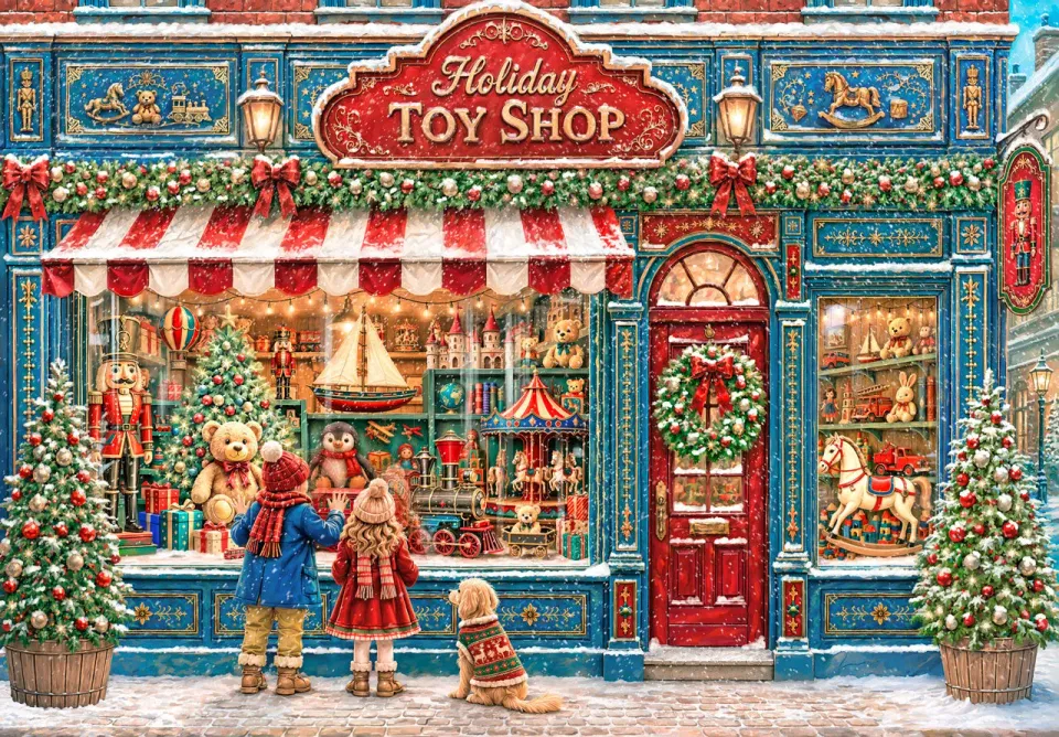 Mosaic Puzzles Holiday Toy Shop puzzle lemn 1000 piese craciun