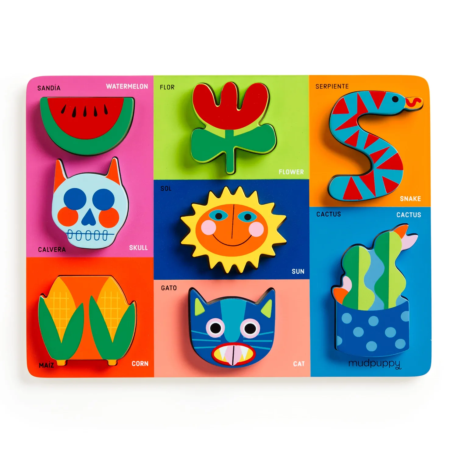 Mudpuppy Mis Amigos puzzle lemn tavă 8 piese