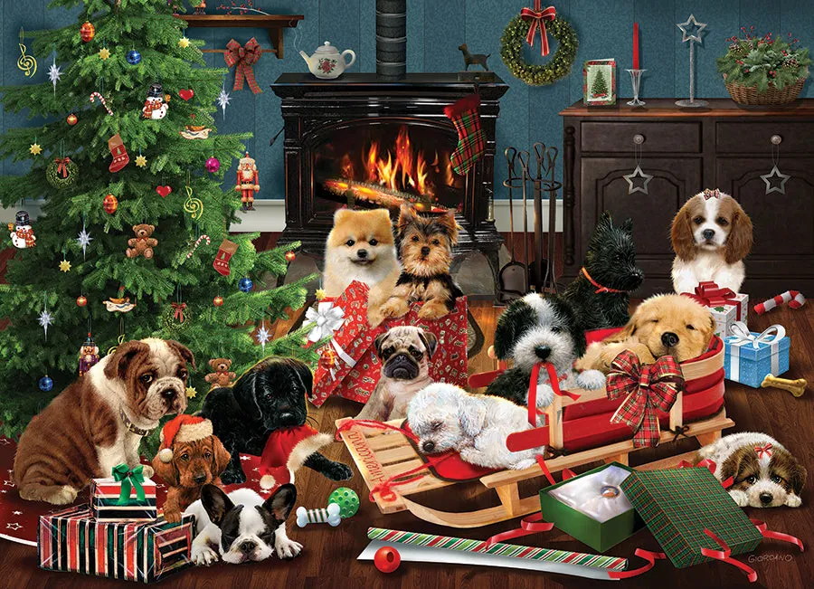 Cobble Hill Christmas Puppies puzzle 500 piese craciun