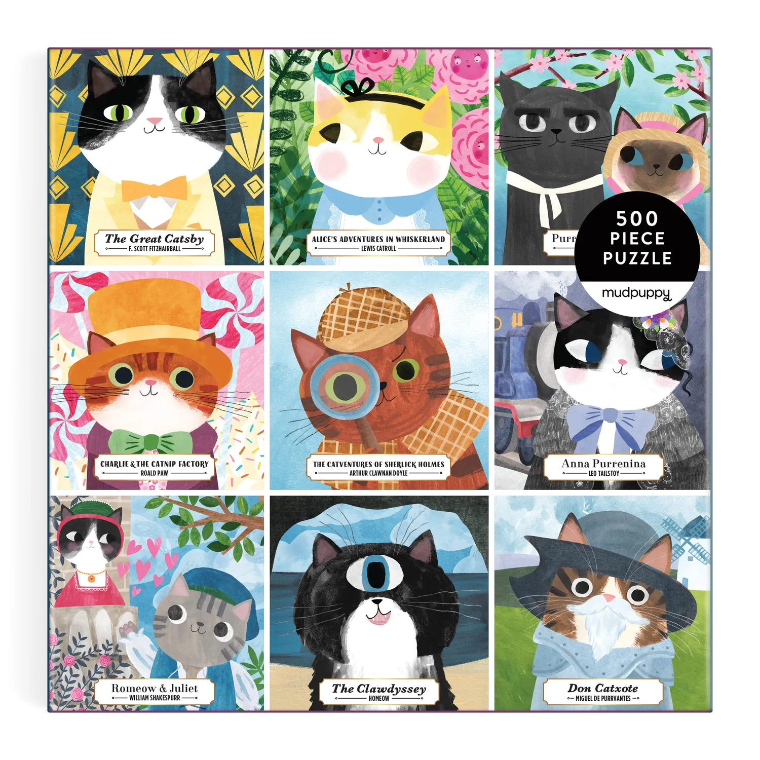 Mudpuppy Bookish Cats puzzle 500 piese pisici