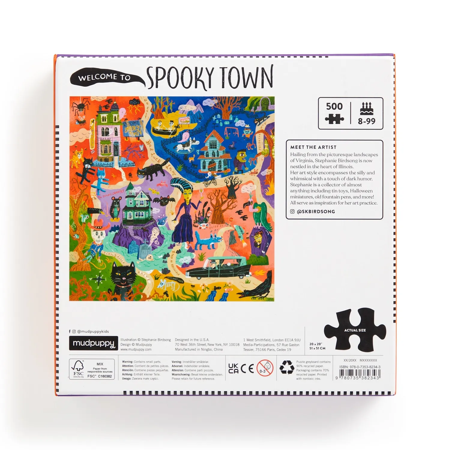Mudpuppy Welcome to Spooky Town puzzle familie 500 piese Halloween