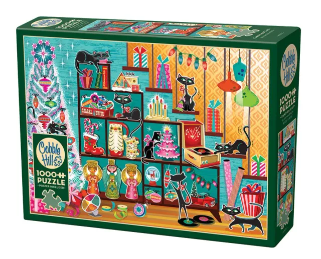 Cobble Hill Christmas Cats puzzle 1000 piese pisici