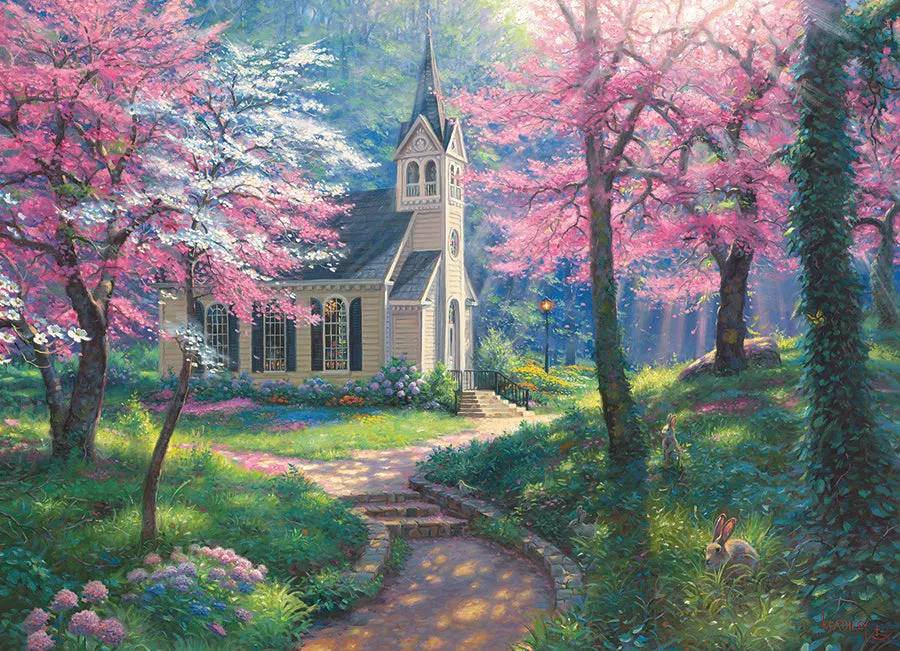 Cobble Hill Spring's Embrace puzzle 500 piese biserica