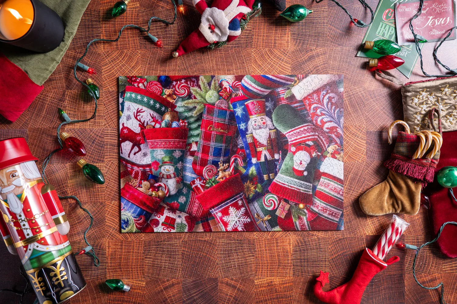 Mosaic Puzzles Santa Stocking puzzle lemn 250 piese Craciun