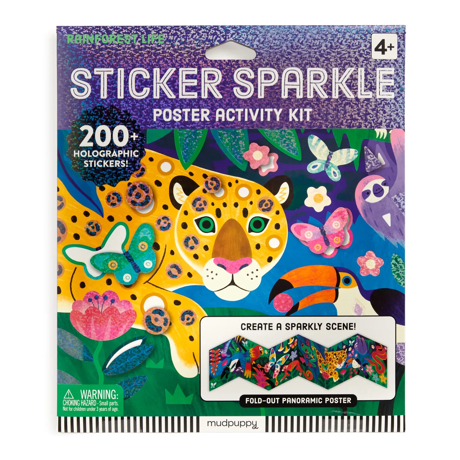 Mudpuppy Rainforest Life poster stickere 200+ jungla