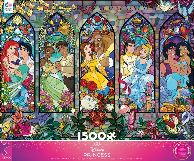 Ceaco Princess Castle puzzle 1500 piese vitralii Disney