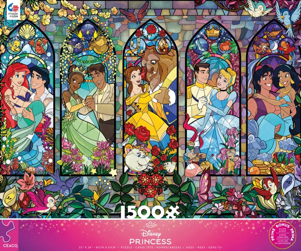 Ceaco Princess Castle puzzle 1500 piese vitralii Disney