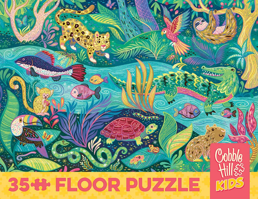 Cobble Hill In the Rainforest puzzle podea 35 piese animale